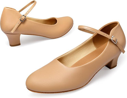 Womens Character Shoes Ankle Strap 1.5 2 Inch Latin Ballroom