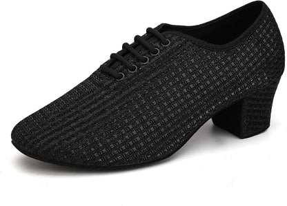 Women's Ballroom Dance Shoes Closed Toe Lace up Low Heel Professional Latin Teaching Dance Practice Shoes,Model LHD-301