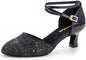 1920s Shoes for Women Salsa Ballroom Dance Shoes for Woman Low Heels Dancing Pumps for Latin Tango Flapper Character Party Glitter Shoe