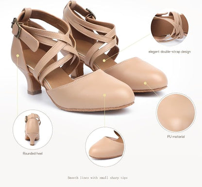 Latin Dance Shoes for Women,Lace-up Ballroom Heels for Modern Teaching Practice
