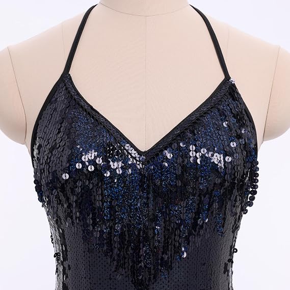 Women Sequin Fringe Bodysuit Sparkly Tassel Leotard Romper Latin Dance Dress Sexy Festival Rave Party Outfits