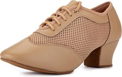 Women's 2" Practice Dance Shoes Latin Dance Shoes Lace-up Ballroom Modern Salsa Rhythm Teaching Practice Professional Performance Dance Shoes