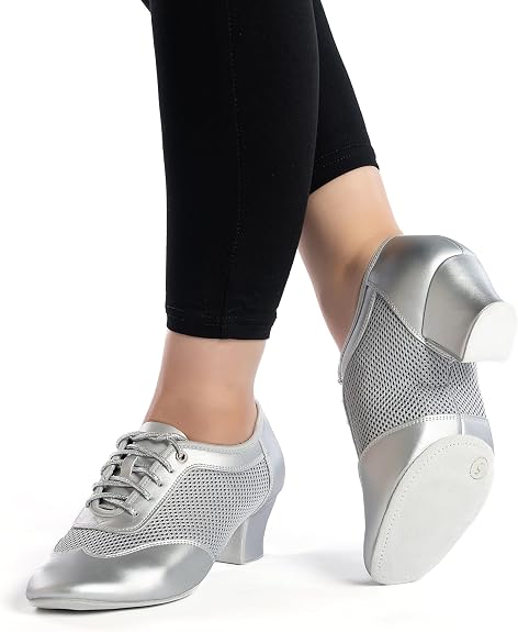 Women's 2" Practice Dance Shoes Latin Dance Shoes Lace-up Ballroom Modern Salsa Rhythm Teaching Practice Professional Performance Dance Shoes