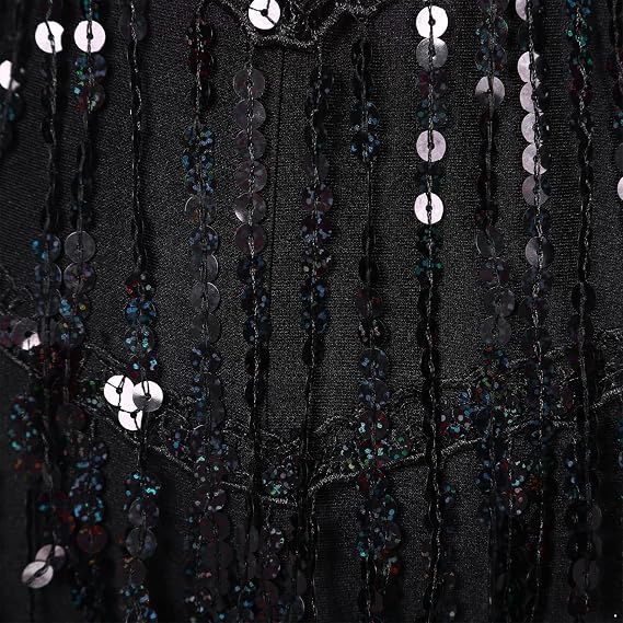 Women's Latin Jazz Costume Shiny Sequins Fringe Jumpsuit Sleeveless Tassel Leotard Dancewear