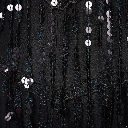 Women's Latin Jazz Costume Shiny Sequins Fringe Jumpsuit Sleeveless Tassel Leotard Dancewear