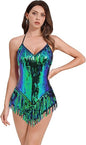 Women Sequin Fringe Bodysuit Romper