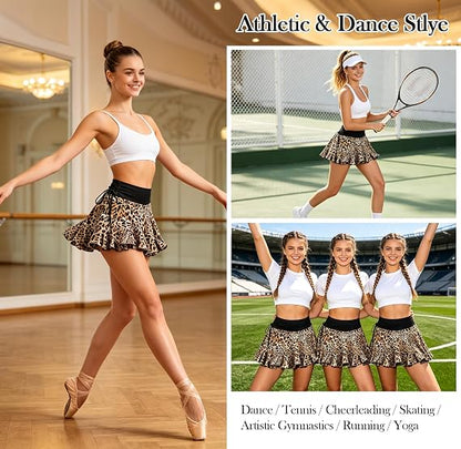 Women's Latin Dance Skirt Practice Dress Ruffle Pleated Mini Shorts Skirt Ballroom Salsa Tango