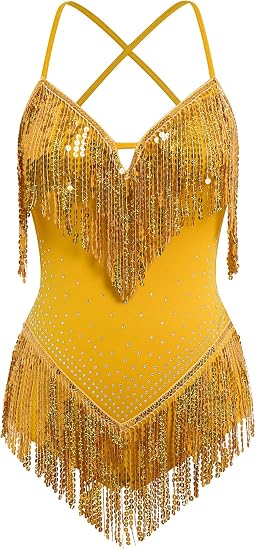 Women Sequin Fringe Bodysuit Romper