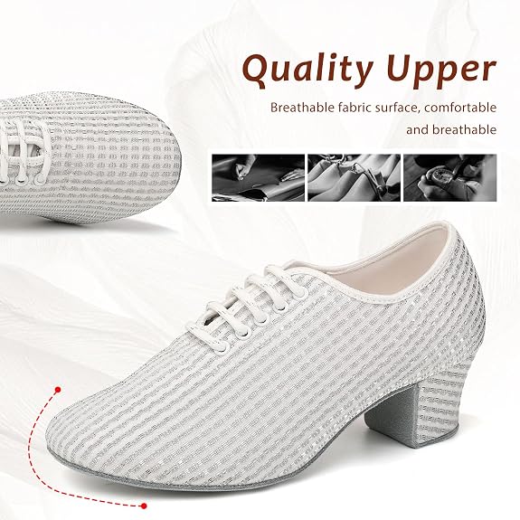 Women's Ballroom Dance Shoes Closed Toe Lace up Low Heel Professional Latin Teaching Dance Practice Shoes,Model LHD-301