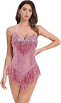 Women Sequin Fringe Bodysuit Romper
