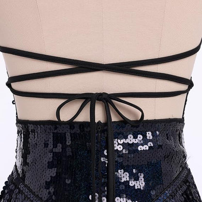 Women Sequin Fringe Bodysuit Sparkly Tassel Leotard Romper Latin Dance Dress Sexy Festival Rave Party Outfits