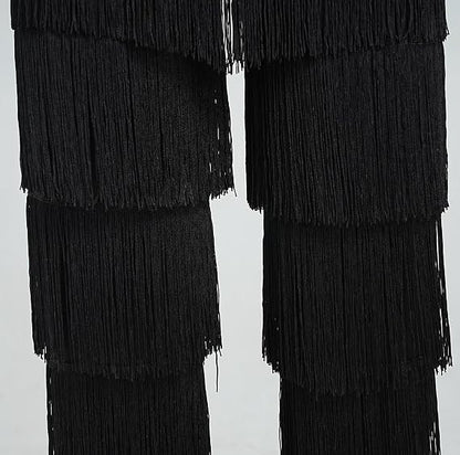 Women's 7 Tier Tassel Latin Dance Fringe Pants