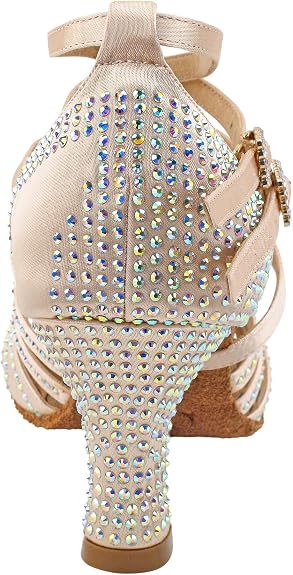 Alexandria Womens Black Satin Salsa Tango Latin Ballroom Waltz Dance Shoes 2.5" Spool Heel US Size