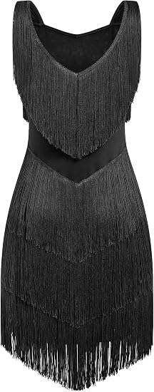Women's Latin Dance Dress - Sparkly Rhinestones Fringe Salsa Ballroom Dance Outfit Stage Performance Costume