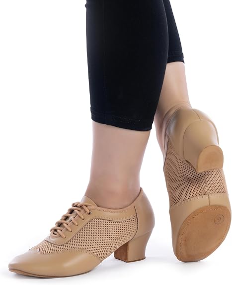 Women's 2" Practice Dance Shoes Latin Dance Shoes Lace-up Ballroom Modern Salsa Rhythm Teaching Practice Professional Performance Dance Shoes