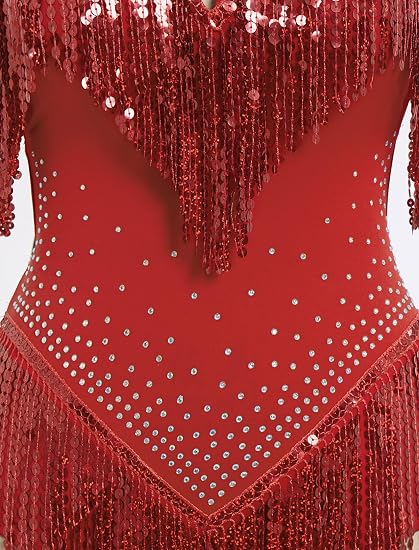 Women Sequin Fringe Bodysuit Romper