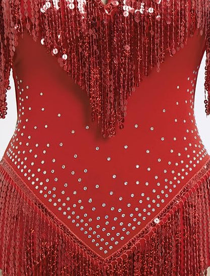 Women Sequin Fringe Bodysuit Romper