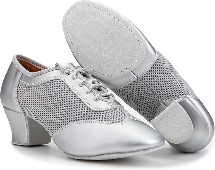 Women's 2" Practice Dance Shoes Latin Dance Shoes Lace-up Ballroom Modern Salsa Rhythm Teaching Practice Professional Performance Dance Shoes
