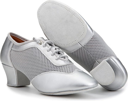 Women's 2" Practice Dance Shoes Latin Dance Shoes Lace-up Ballroom Modern Salsa Rhythm Teaching Practice Professional Performance Dance Shoes