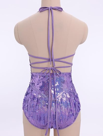 Sexy Sequins Fringe Bodysuit Halter Lace Up Back Jazz Latin Dance Tassel Leotard Acrobat Costume Rave Concert Outfits