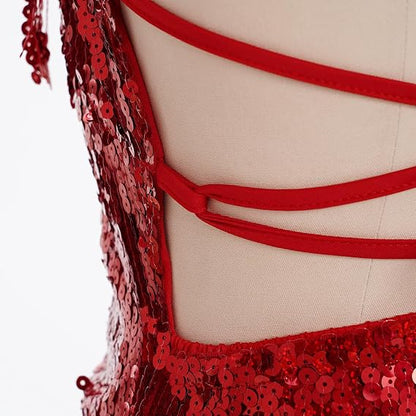 Sexy Sequins Fringe Bodysuit Halter Lace Up Back Jazz Latin Dance Tassel Leotard Acrobat Costume Rave Concert Outfits