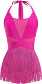 Rhinestone Fringe Bodysuit Women Tassel Latin Jazz Dance Costume Leotard Trapeze Artist Acrobat Costume Festival Rave Outfits