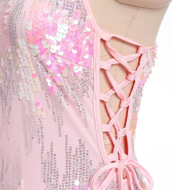 Women Sparkly Sequin Tassel Fringe Bodysuit Cami Strap Latin Dance Leotard Jumpsuit Festival Rave Outfits