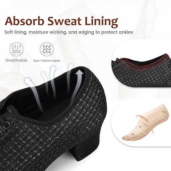 Women's Ballroom Dance Shoes Closed Toe Lace up Low Heel Professional Latin Teaching Dance Practice Shoes,Model LHD-301