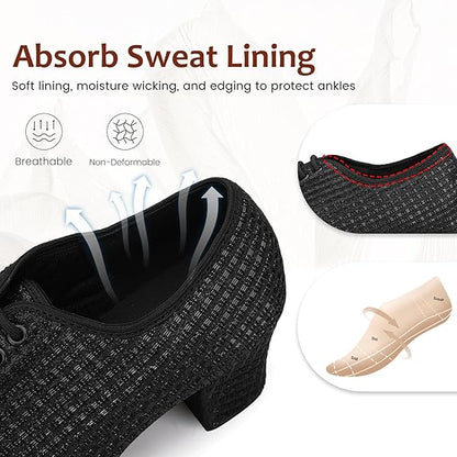 Women's Ballroom Dance Shoes Closed Toe Lace up Low Heel Professional Latin Teaching Dance Practice Shoes,Model LHD-301