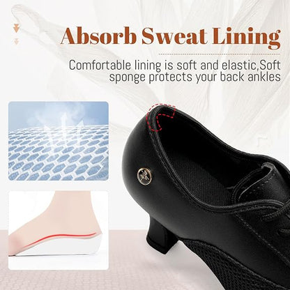 Women's Latin Dance Shoes Lace-up Professional Performance Salsa Modern Rhythm Teaching Ballroom Practice Dance Shoes
