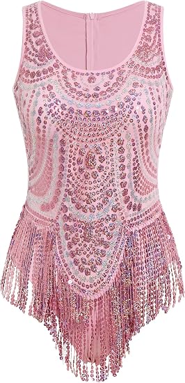 Women Sexy Sequin Fringe Bodysuit Sparkly Tassel Latin Jazz Dance Leotard Glitter Romper Trapeze Acrobat Costume Rave Outfits