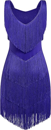 Women's Latin Dance Dress - Sparkly Rhinestones Fringe Salsa Ballroom Dance Outfit Stage Performance Costume