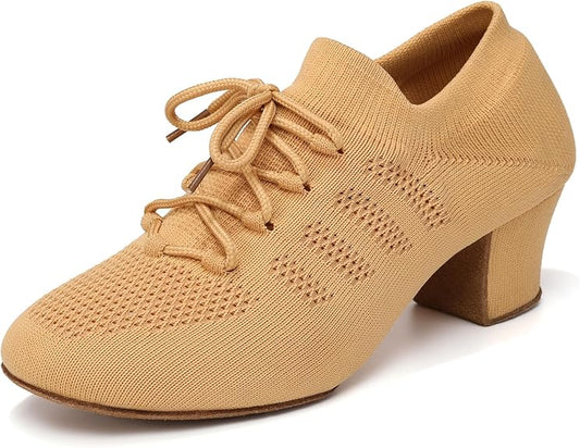 Women's Knit Latin Dance Shoes 2 Inch Block Heel