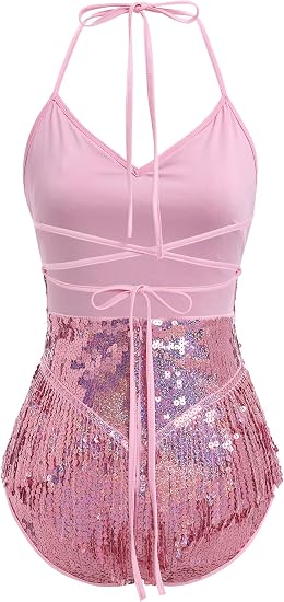 Women Sequin Fringe Bodysuit Romper
