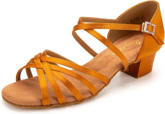 Ballroom Dance Shoes Women Low Heel Satin Latin Salsa Tango Practice Dancing Shoes for Woman