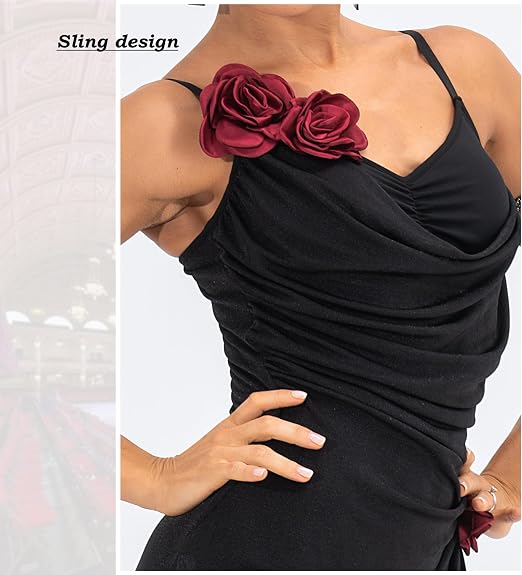 Latin Ballroom Dance Irregular Spaghetti Strap Dress