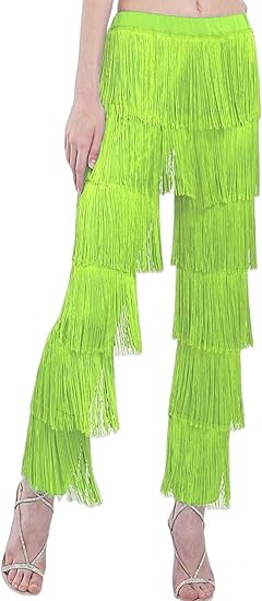 Women's 7 Tier Tassel Latin Dance Pant 4.6 Star Fringe Pants
