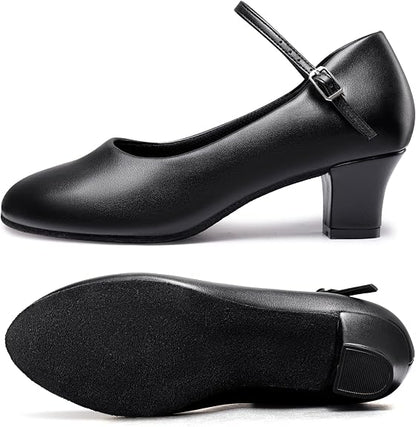 Womens Character Shoes Ankle Strap 1.5 2 Inch Latin Ballroom