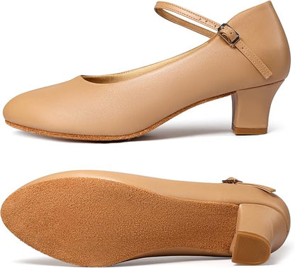 Womens Character Shoes Ankle Strap 1.5 2 Inch Latin Ballroom