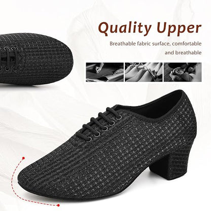 Women's Ballroom Dance Shoes Closed Toe Lace up Low Heel Professional Latin Teaching Dance Practice Shoes,Model LHD-301