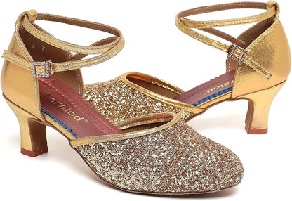 Character Shoes for Women, Woman Ballroom Dance Shoes, 1920s Flapper Shoes, Latin, Salsa, Party Dress Shoes Low Heels, Ankle Strap Pumps