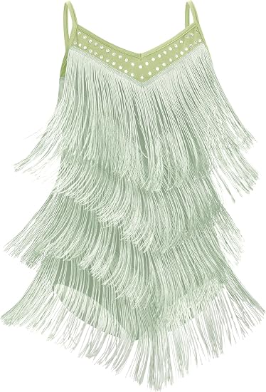 Women Sparkly Rhinestone Fringe Latin Dance Bodysuit Open Back Rave Tassel Jazz Salsa Ballroom Dance Costume