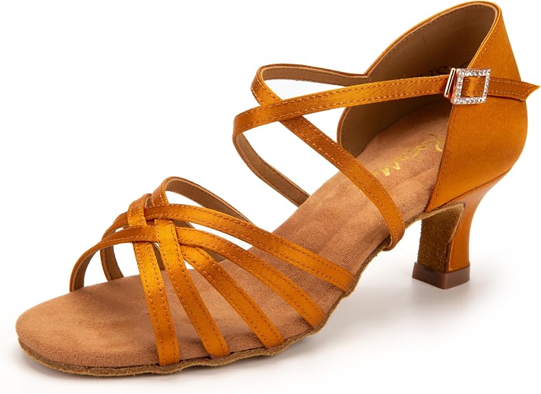 Ballroom Dance Shoes Women Satin Latin Salsa Tango Practice Dancing Shoes 2.2" Latin Dance Heels