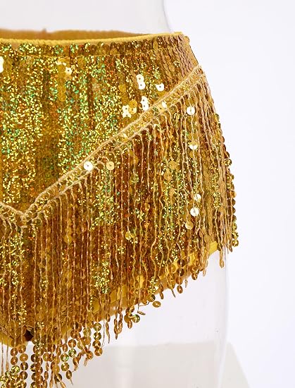 Womens Rave Outfit Sequin Fringe 2 Piece Set Sparkly Tassel Crop Top and Shorts for Halloween Festival Dance Party
