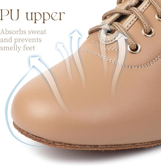Latin Dance Shoes for Women,Leather Lace-up Salsa Heels for Teaching Practice