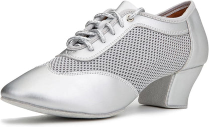Women's 2" Practice Dance Shoes Latin Dance Shoes Lace-up Ballroom Modern Salsa Rhythm Teaching Practice Professional Performance Dance Shoes