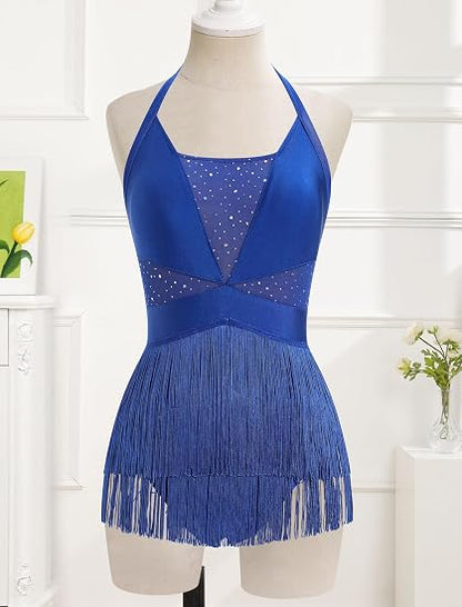 Rhinestone Fringe Bodysuit Women Tassel Latin Jazz Dance Costume Leotard Trapeze Artist Acrobat Costume Festival Rave Outfits