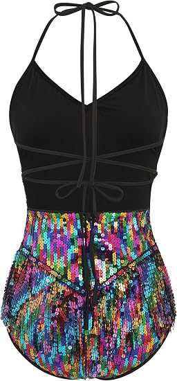 Women Sequin Fringe Bodysuit Romper