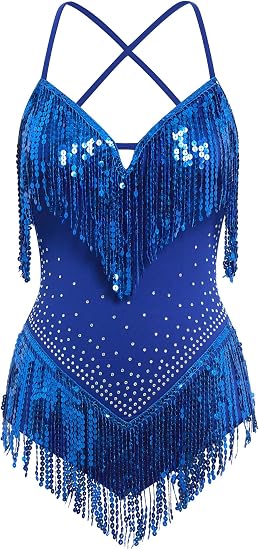 Women Sequin Fringe Bodysuit Romper