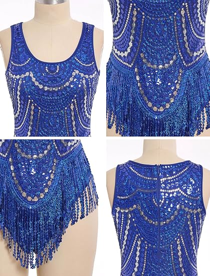 Women Sexy Sequin Fringe Bodysuit Sparkly Tassel Latin Jazz Dance Leotard Glitter Romper Trapeze Acrobat Costume Rave Outfits